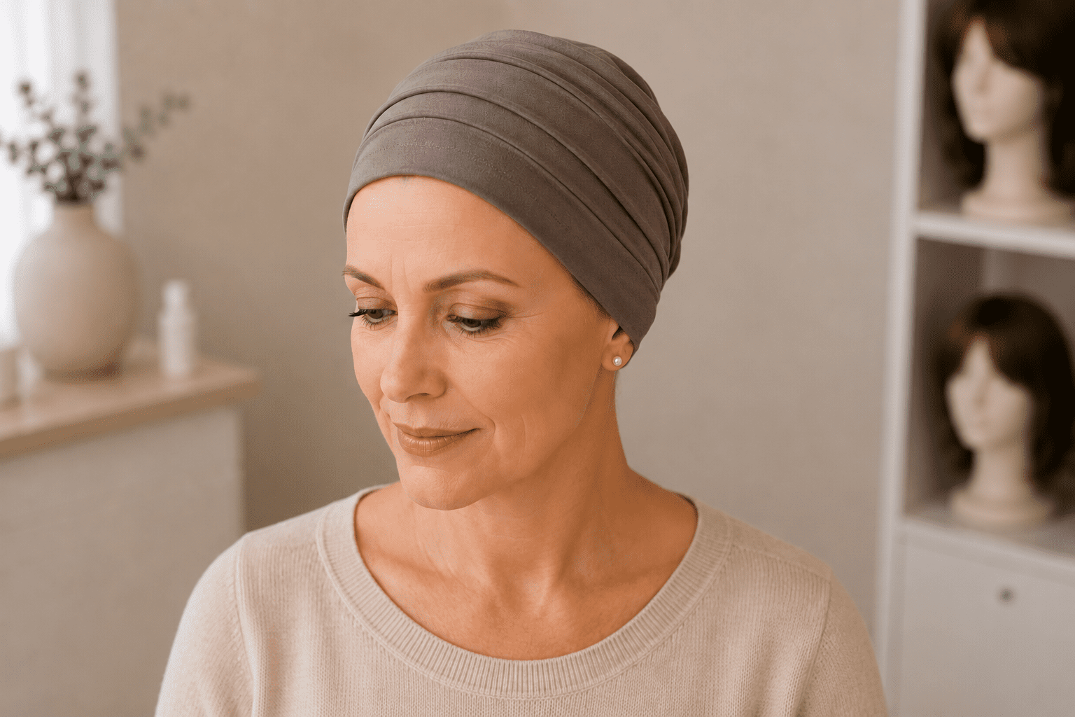 Frau mit medizinischem Haarersatz